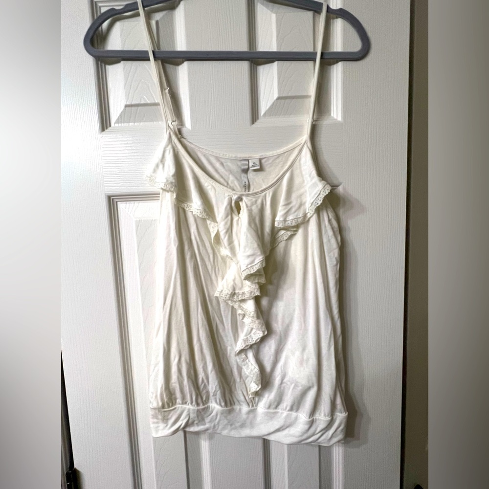 Spaghetti strap with front ruffle